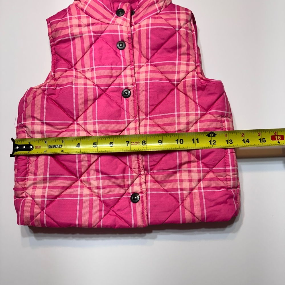 Bass Pro Shops Pink Plaid Quilted Puffer Vest Girls 3T Fleece Lined - Picture 7 of 9